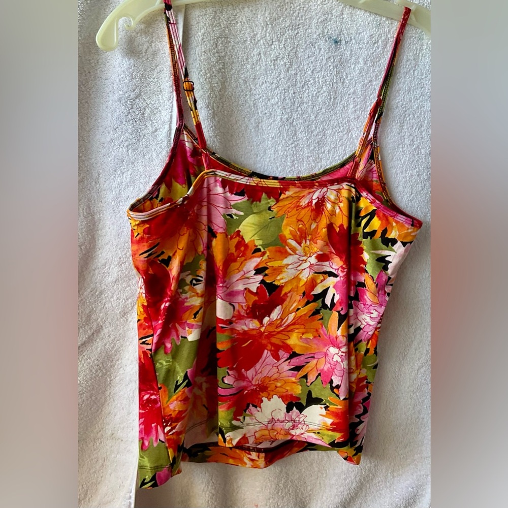 Chico's Vibrant Pink and Orange Floral Camisole - Picture 7 of 9